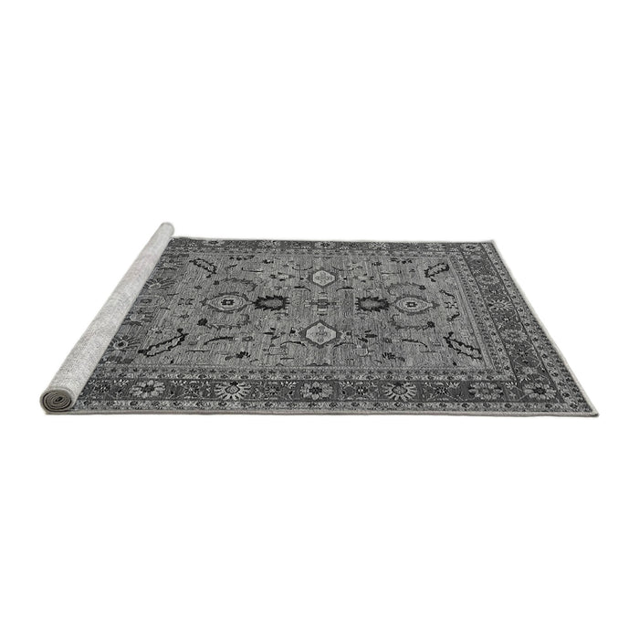 Sideview of Machine Washable Oriental Gray Industrial Rug, wshurb2114gry