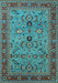 Machine Washable Oriental Light Blue Industrial Rug, wshurb2114lblu