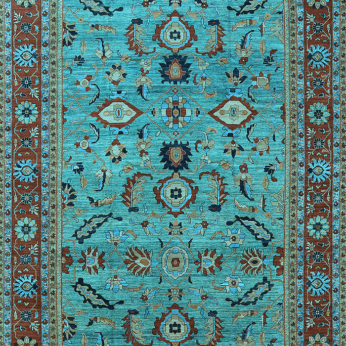 Machine Washable Oriental Light Blue Industrial Rug, wshurb2114lblu