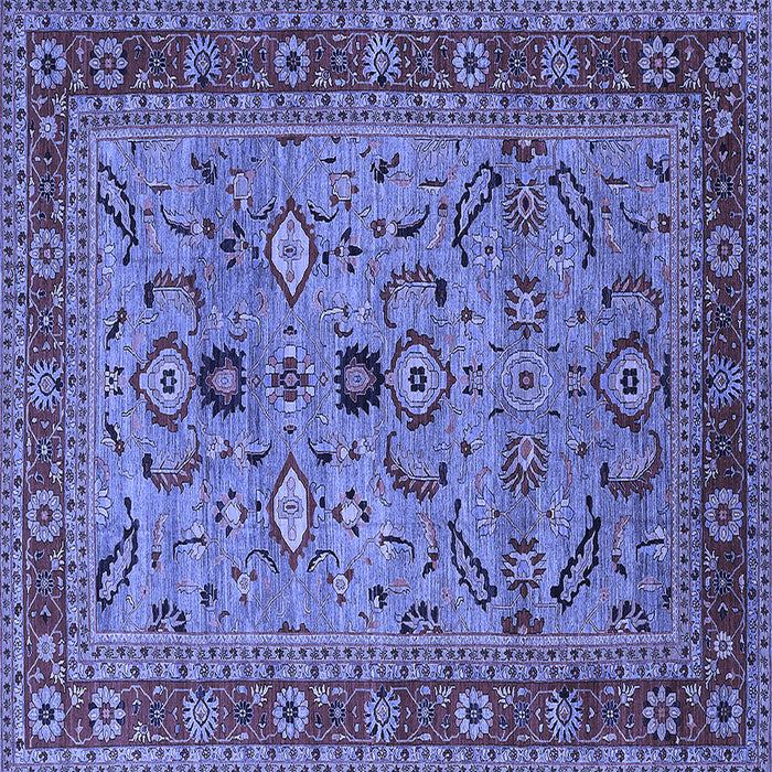Square Machine Washable Oriental Blue Industrial Rug, wshurb2114blu