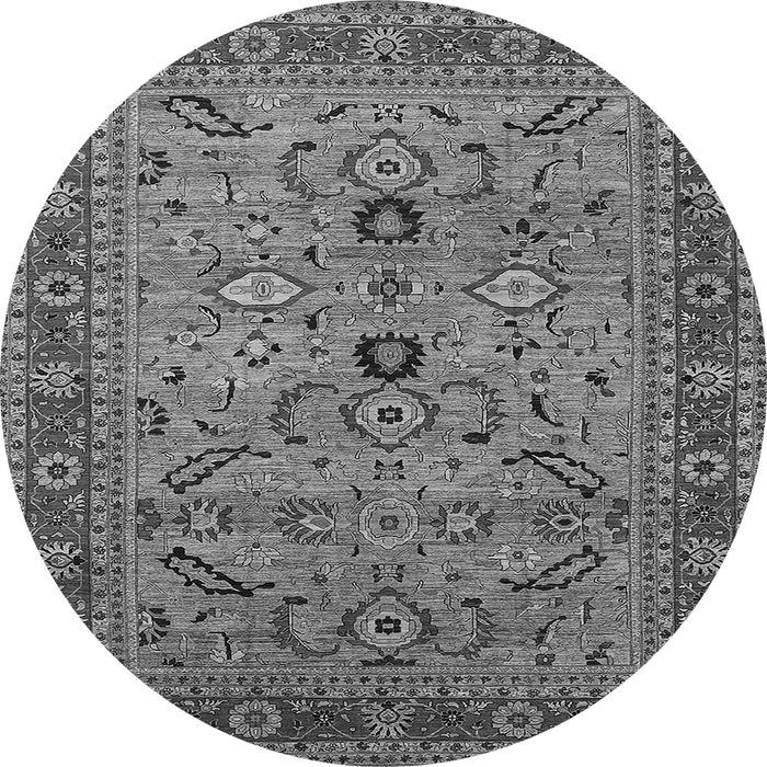 Round Oriental Gray Industrial Rug, urb2114gry