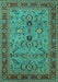 Machine Washable Oriental Turquoise Industrial Area Rugs, wshurb2114turq