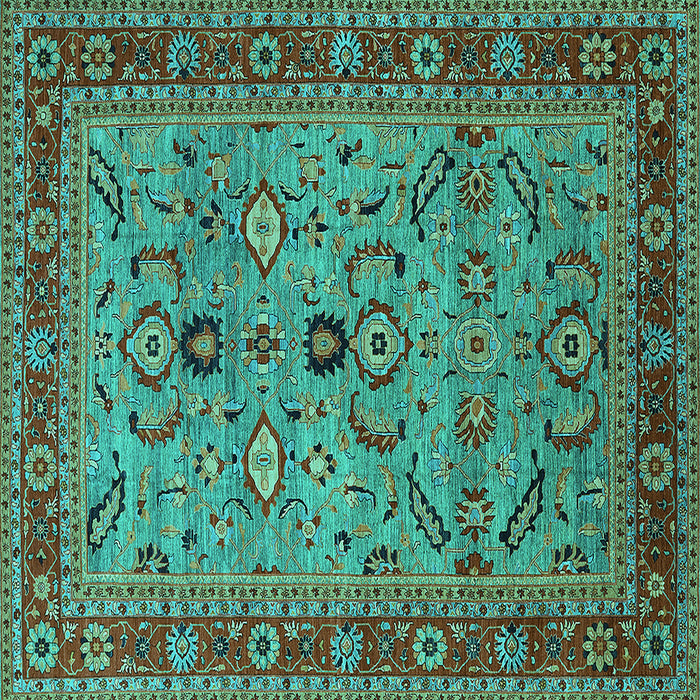 Square Oriental Turquoise Industrial Rug, urb2114turq