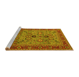 Sideview of Machine Washable Oriental Yellow Industrial Rug, wshurb2114yw