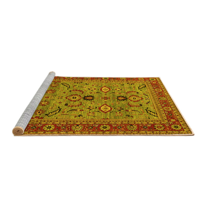 Sideview of Machine Washable Oriental Yellow Industrial Rug, wshurb2114yw