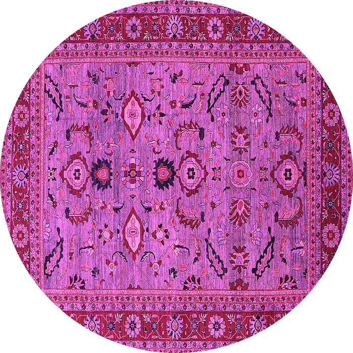 Round Machine Washable Oriental Pink Industrial Rug, wshurb2114pnk