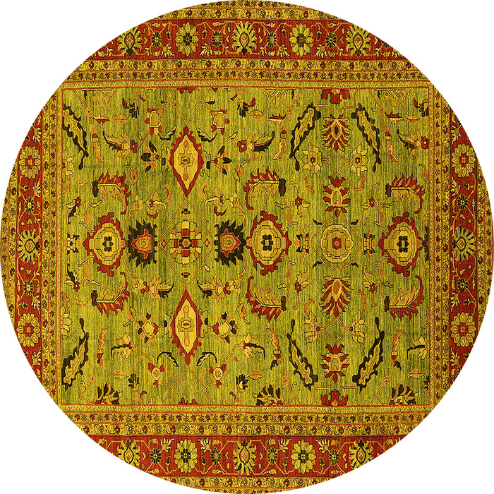 Round Oriental Yellow Industrial Rug, urb2114yw