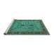 Sideview of Machine Washable Oriental Turquoise Industrial Area Rugs, wshurb2114turq