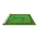 Sideview of Machine Washable Oriental Green Industrial Area Rugs, wshurb2114grn