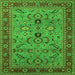 Square Machine Washable Oriental Green Industrial Area Rugs, wshurb2114grn