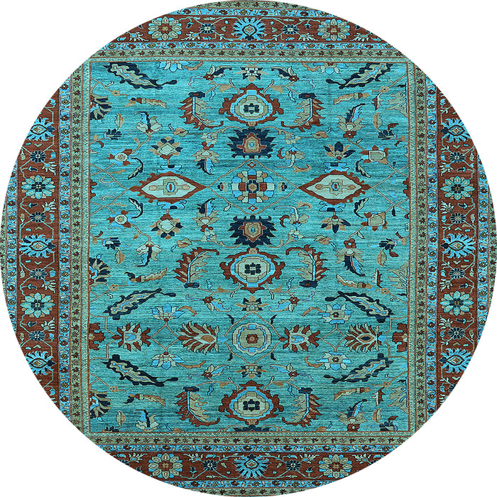 Round Oriental Light Blue Industrial Rug, urb2114lblu