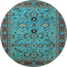 Round Oriental Light Blue Industrial Rug, urb2114lblu