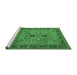 Sideview of Machine Washable Oriental Emerald Green Industrial Area Rugs, wshurb2114emgrn