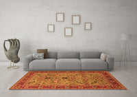 Machine Washable Oriental Orange Industrial Rug, wshurb2114org