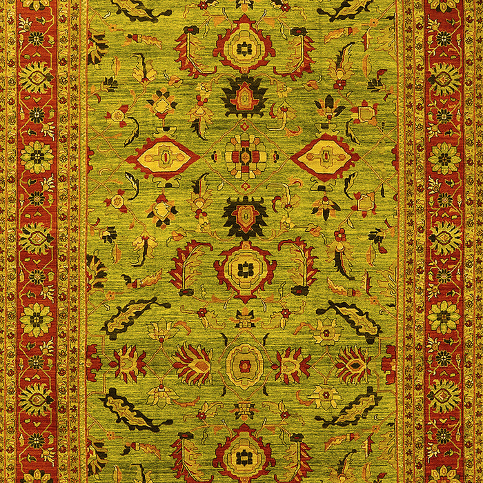 Machine Washable Oriental Yellow Industrial Rug, wshurb2114yw