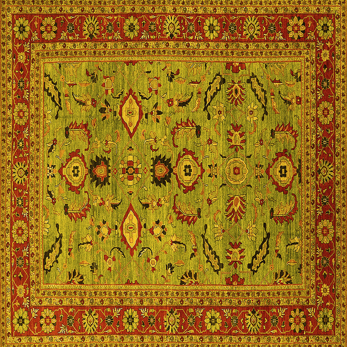 Square Machine Washable Oriental Yellow Industrial Rug, wshurb2114yw