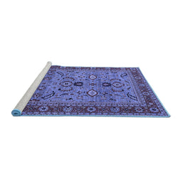 Sideview of Machine Washable Oriental Blue Industrial Rug, wshurb2114blu