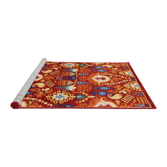 Sideview of Machine Washable Industrial Modern Red Rug, wshurb2115