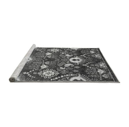 Sideview of Machine Washable Oriental Gray Industrial Rug, wshurb2115gry