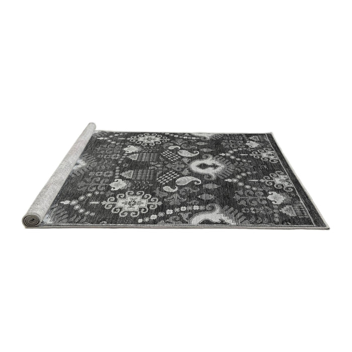 Sideview of Machine Washable Oriental Gray Industrial Rug, wshurb2115gry