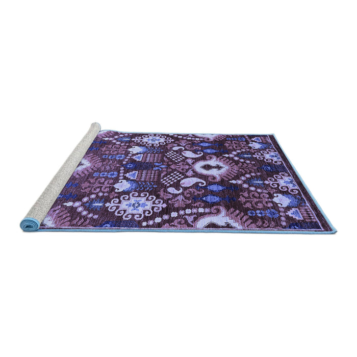Sideview of Machine Washable Oriental Blue Industrial Rug, wshurb2115blu