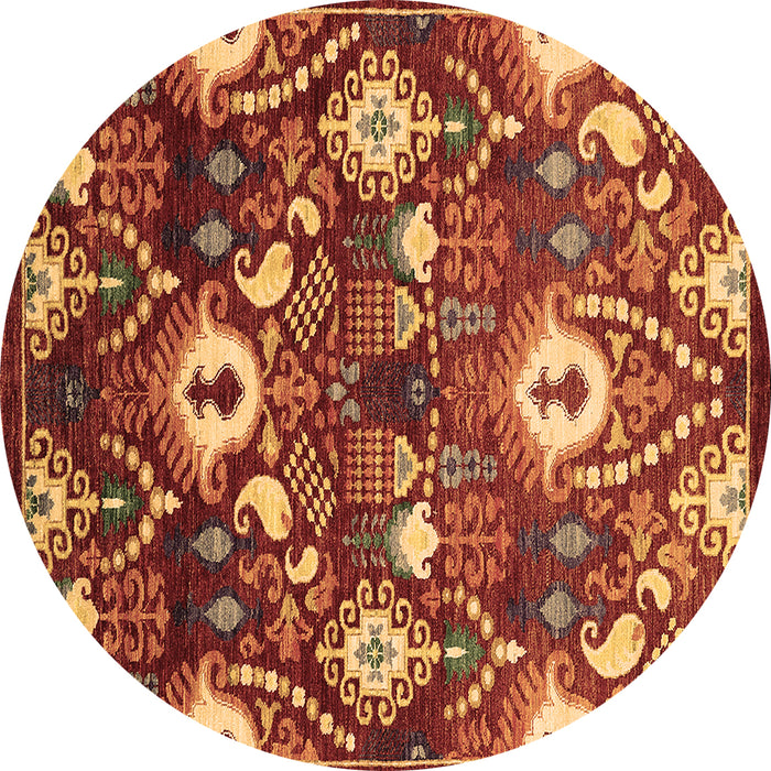 Round Oriental Brown Industrial Rug, urb2115brn