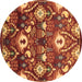 Round Oriental Brown Industrial Rug, urb2115brn