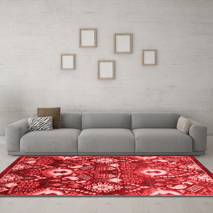 Industrial Red Washable Rugs