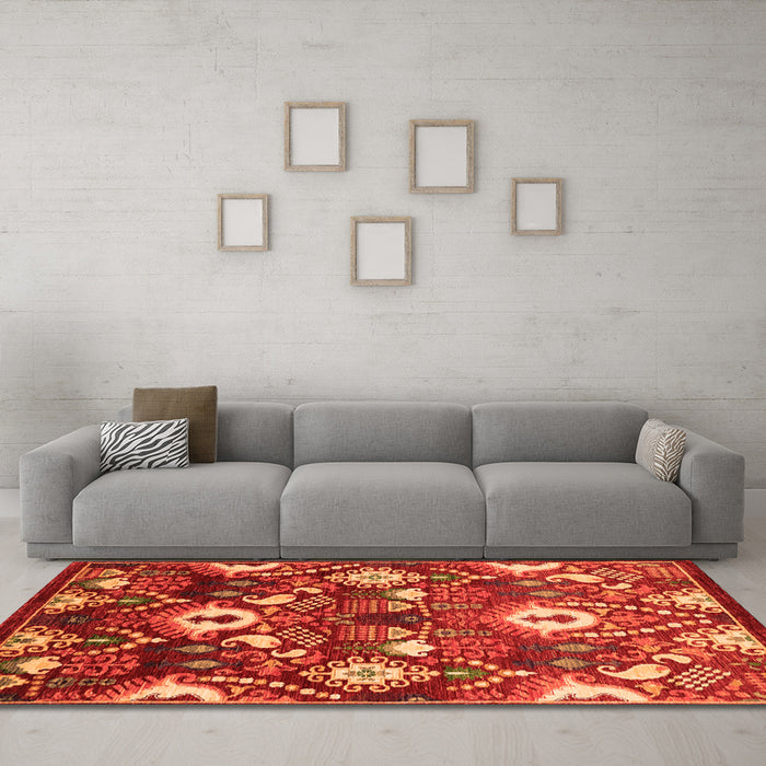 Machine Washable Oriental Orange Industrial Area Rugs in a Living Room, wshurb2115org