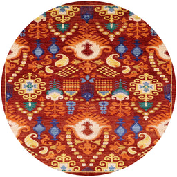 Round Machine Washable Industrial Modern Red Rug, wshurb2115