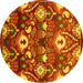 Round Oriental Yellow Industrial Rug, urb2115yw