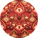 Round Machine Washable Oriental Orange Industrial Area Rugs, wshurb2115org