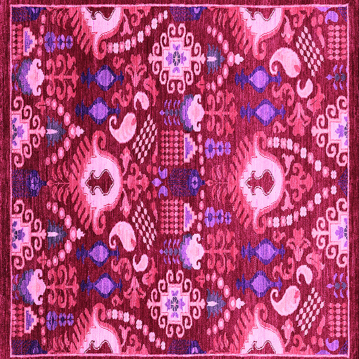 Square Machine Washable Oriental Pink Industrial Rug, wshurb2115pnk
