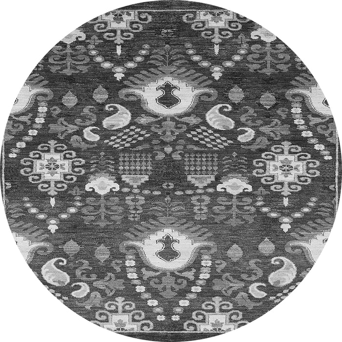 Round Machine Washable Oriental Gray Industrial Rug, wshurb2115gry