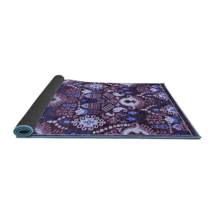 Sideview of Oriental Blue Industrial Rug, urb2115blu