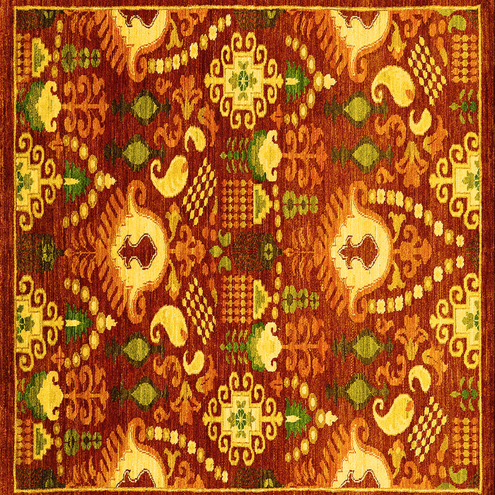 Square Machine Washable Oriental Yellow Industrial Rug, wshurb2115yw