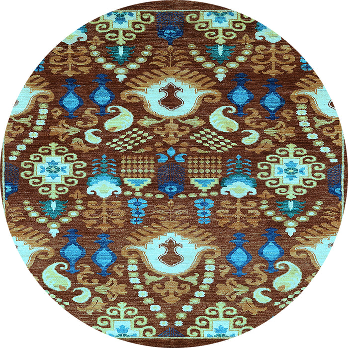 Round Oriental Light Blue Industrial Rug, urb2115lblu