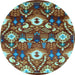 Round Oriental Light Blue Industrial Rug, urb2115lblu