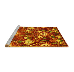 Sideview of Machine Washable Oriental Yellow Industrial Rug, wshurb2115yw