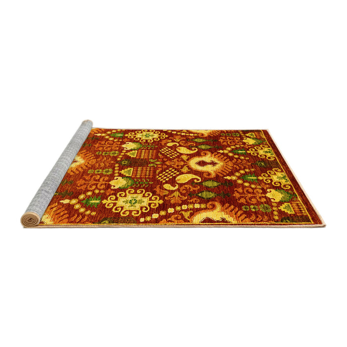 Sideview of Machine Washable Oriental Yellow Industrial Rug, wshurb2115yw