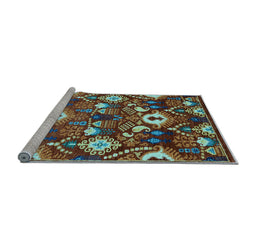 Sideview of Machine Washable Oriental Light Blue Industrial Rug, wshurb2115lblu