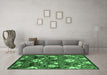 Machine Washable Oriental Emerald Green Industrial Area Rugs in a Living Room,, wshurb2115emgrn