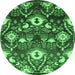 Round Oriental Emerald Green Industrial Rug, urb2115emgrn