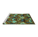 Sideview of Machine Washable Oriental Turquoise Industrial Area Rugs, wshurb2115turq