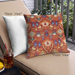 Front View of Mid-Century Modern Urban Square Red Throw Pillow, 18 inch by 18 inch, pwurb2115