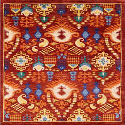 Square Mid-Century Modern Red Oriental Rug, urb2115