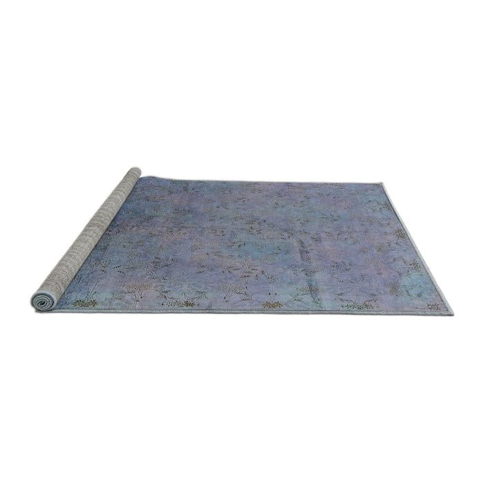 Sideview of Machine Washable Industrial Modern Columbia Blue Rug, wshurb2116