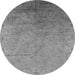 Round Machine Washable Oriental Gray Industrial Rug, wshurb2116gry