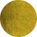 Round Oriental Yellow Industrial Rug, urb2116yw