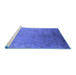Sideview of Machine Washable Oriental Blue Industrial Rug, wshurb2116blu